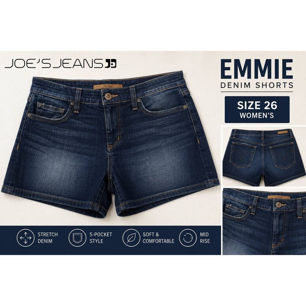 Joe's Jeans Emmie Shorts Women's Size 26 Dark Wash Stretch Denim Mid Rise